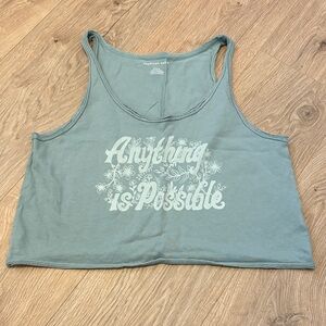 American Eagle Outfitters Sage Green Motivational Tank Top